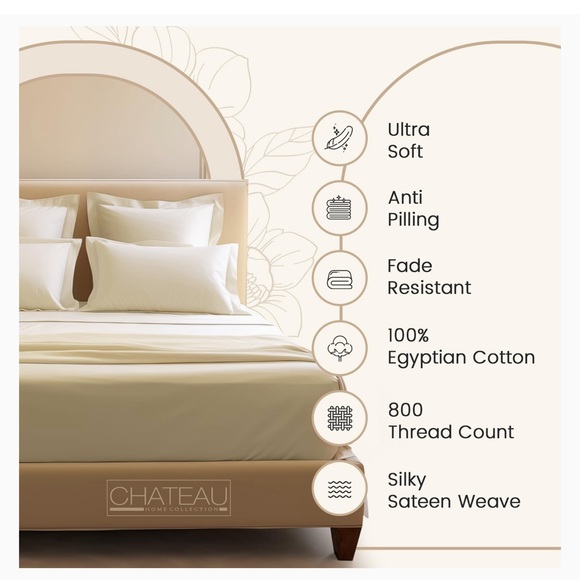 CHATEAU HOME COLLECTION KING SIZE SHEET SET IVORY COLOR 100% 4 PIECE SET - Picture 5 of 9